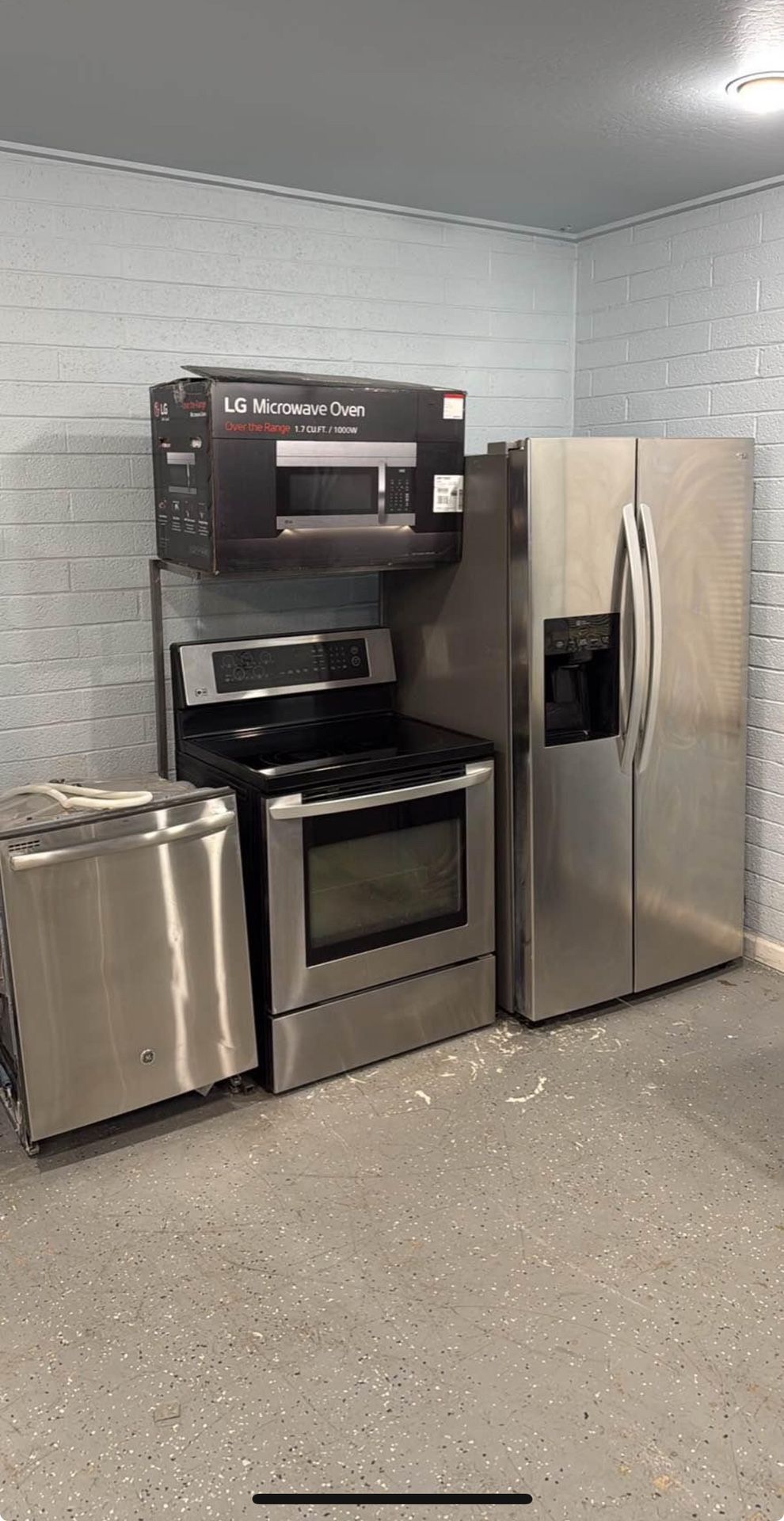 Fridge, stove, dishwasher, and microwave