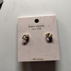 Woman's Kate Spade Heart Shaped Earrings W Cubic Zirconia