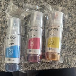 Cyan Magenta, And Yellow Ink For A 502 Epson  Printer