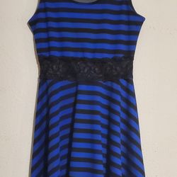 Small Black And Blue Striped Dress 