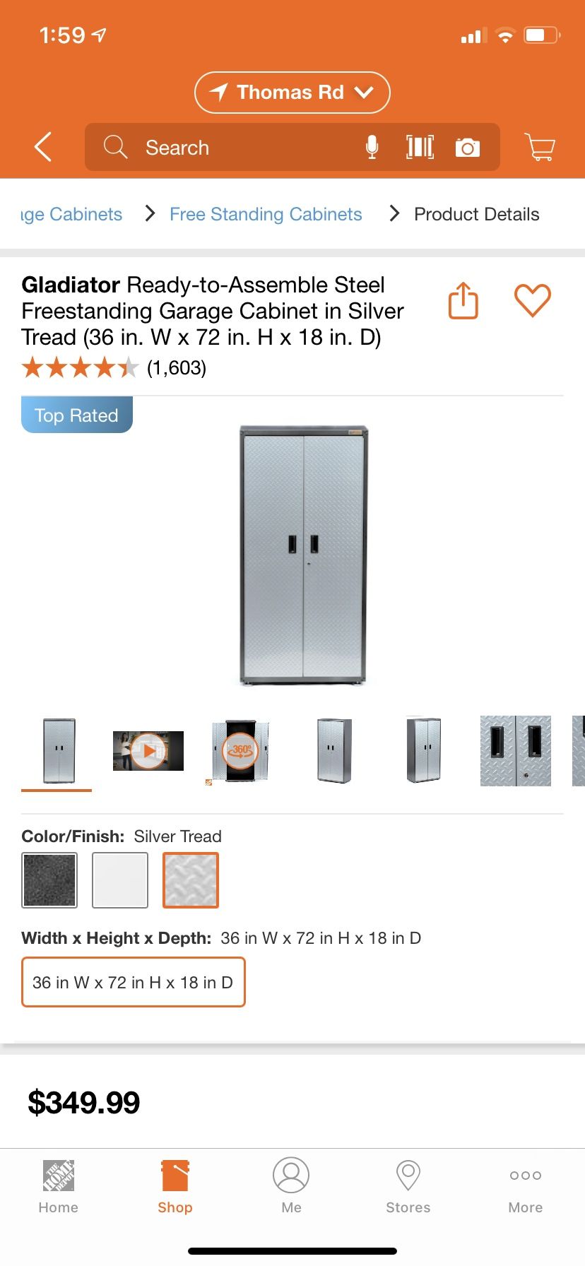 Gladiator Ready-to-Assemble Steel Freestanding Garage Cabinet in Silver Tread (36 in. W x 72 in. H x 18 in. D)