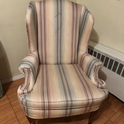 Price Lowered-Vintage Wingback Chair (Striped)