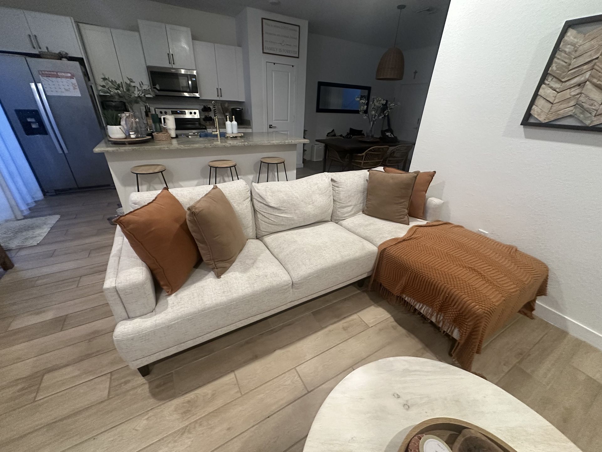 Couch / Sofa - Beige Slightly Used. Nice Size Couch For A Small Area Or Apartment.