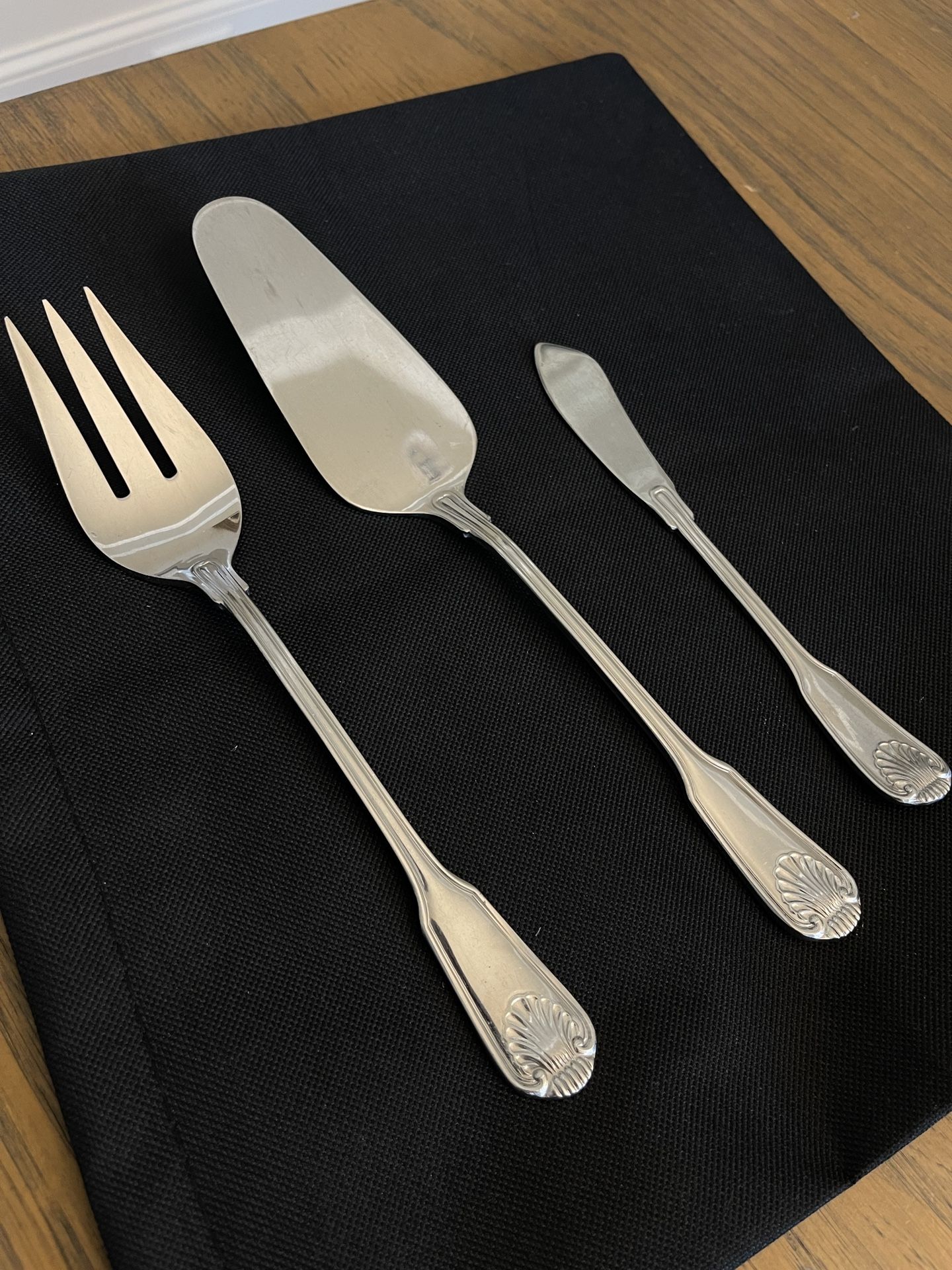 Vintage Towle  English Shell Stainless Serving Set  3 Piece Japan