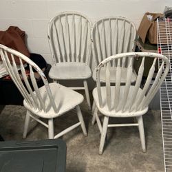 Wood Spindle Dining Chairs Four