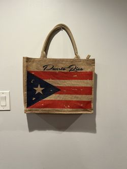 Puerto Rico Flag Jute Tote Bag