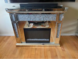 Silver fireplace  Mantle and stands