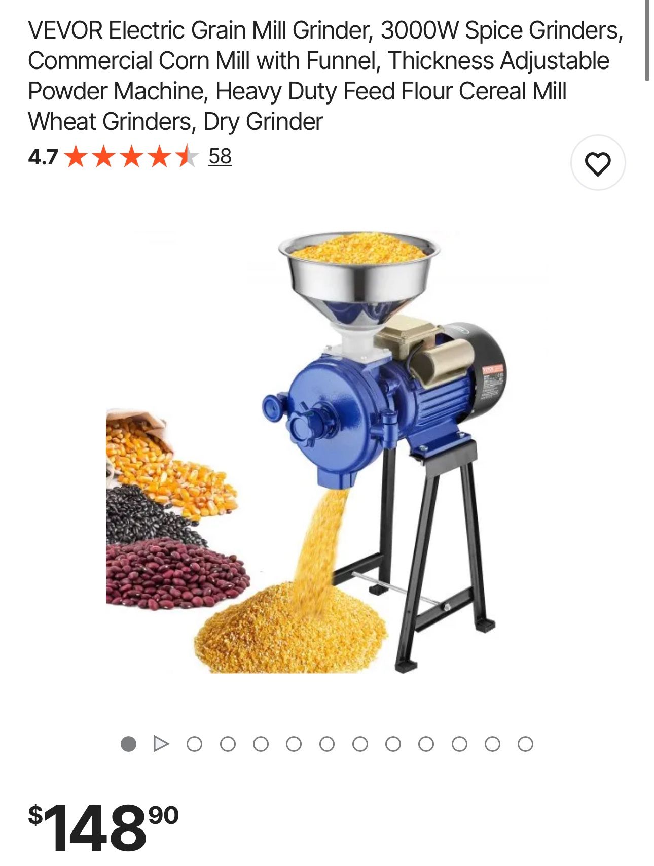 VEVOR Electric Grain Mill Grinder