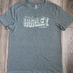 Hurley Unisex T-Shirt Size Medium Short Sleeve Green Cotton Polyester EUC