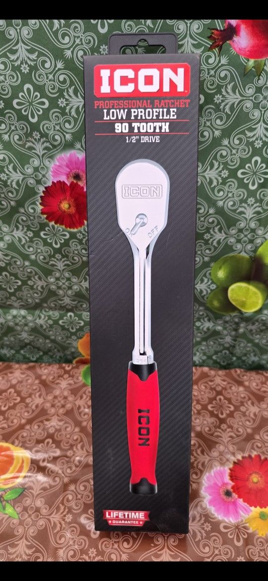 ICON 1/2 in. Drive Professional Low-Profile Ratchet with Comfort Grip