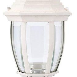 LIT-PaTH LED Outdoor Post Light Pole Lantern Lighting Fixture, 9.5W 800 Lumens, 5000K Daylight White, Aluminum Housing Plus Glass, Matte White Finish
