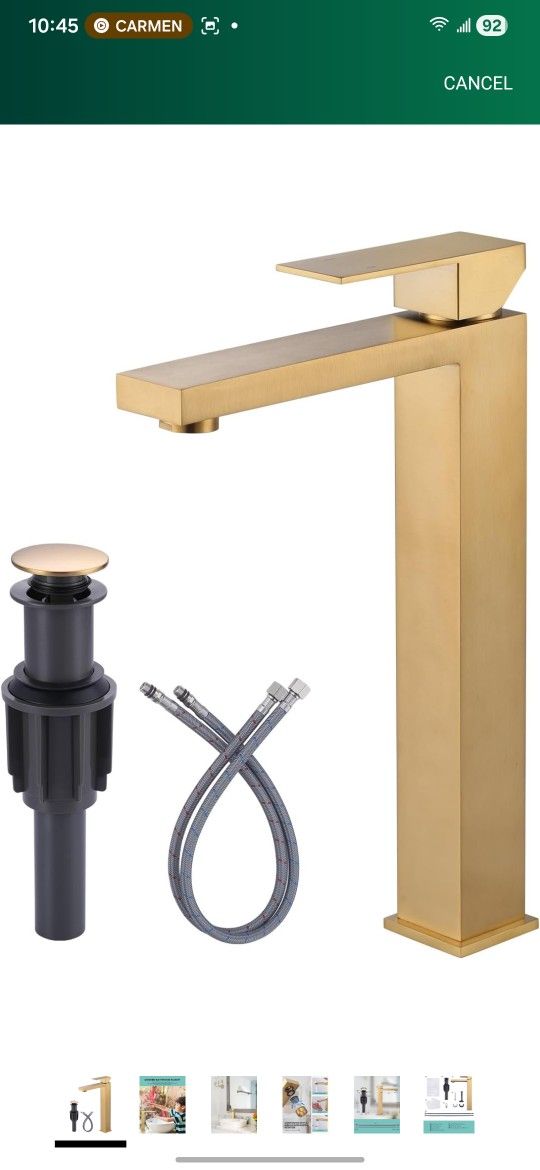 KENEs Bathroom Faucet Single Lever Basin Mixer Brushed Gold Finish