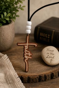 Handcrafted Wooden Faith Cross Necklace