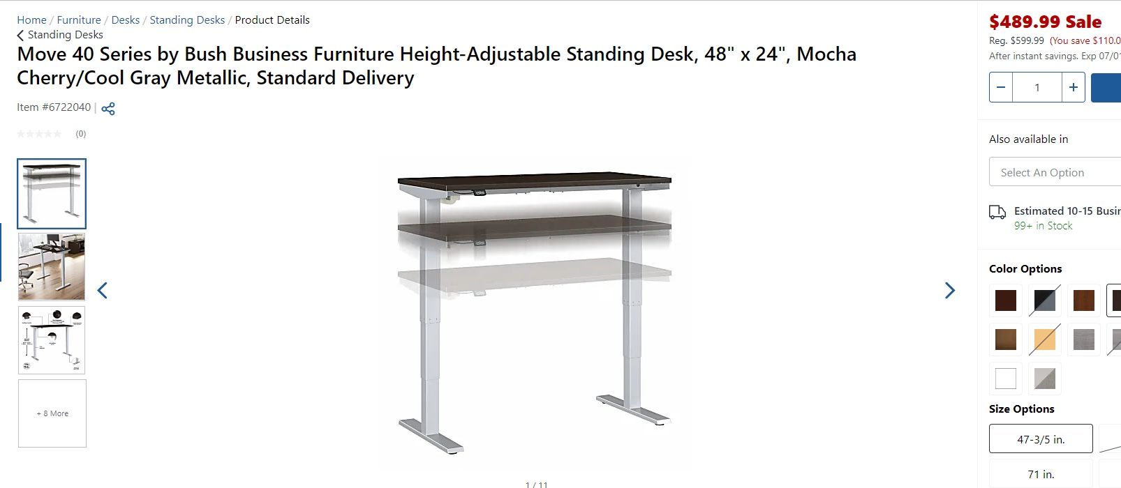 adjustable standing desk