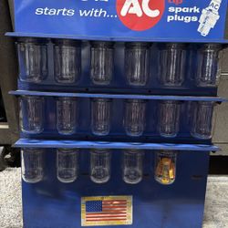Vintage Early AC Delco Spark Plug Advertisement With Storage Jars!!