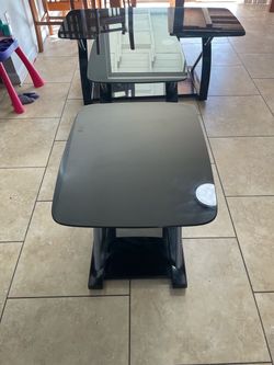 3 Black glass coffee tables