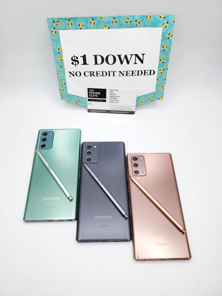 Samsung Galaxy Note 20 5G- 90 DAY WARRANTY - $1 DOWN - NO CREDIT NEEDED 