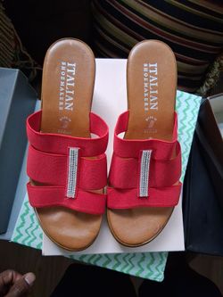 Italian Shoemakers Red Slide Sandals