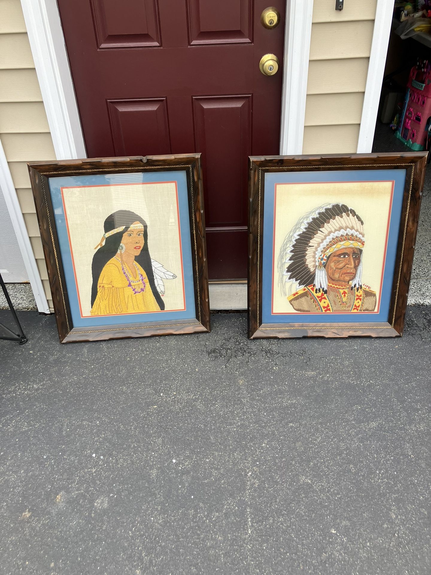 Two Native American Needlepoint Pictures Make A Reasonable Offer