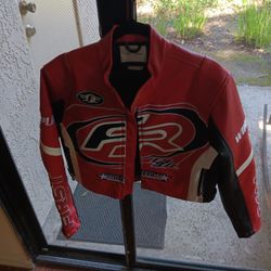 Womens First Rowe Leather  Cropped Motorcycle Jacket  Medium