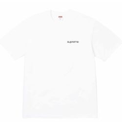Supreme White T-Shirt with small logo on front and logo on back