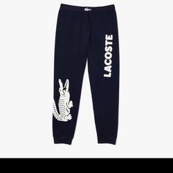 Lacoste Crocodile Print Stretch Cotton Pajama Pants Size M Navy Blue White