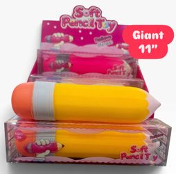 Jumbo Squishy Pencil Toy 28cm 11” – Super Soft, Stretchy Fidget Toy Yellow