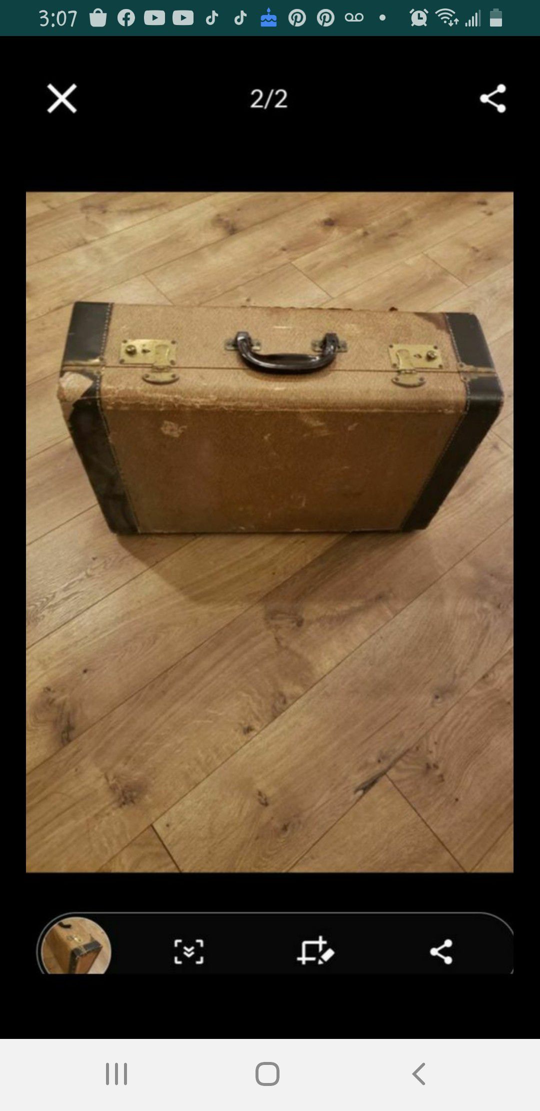 Old vintage trunk case opens brown colors