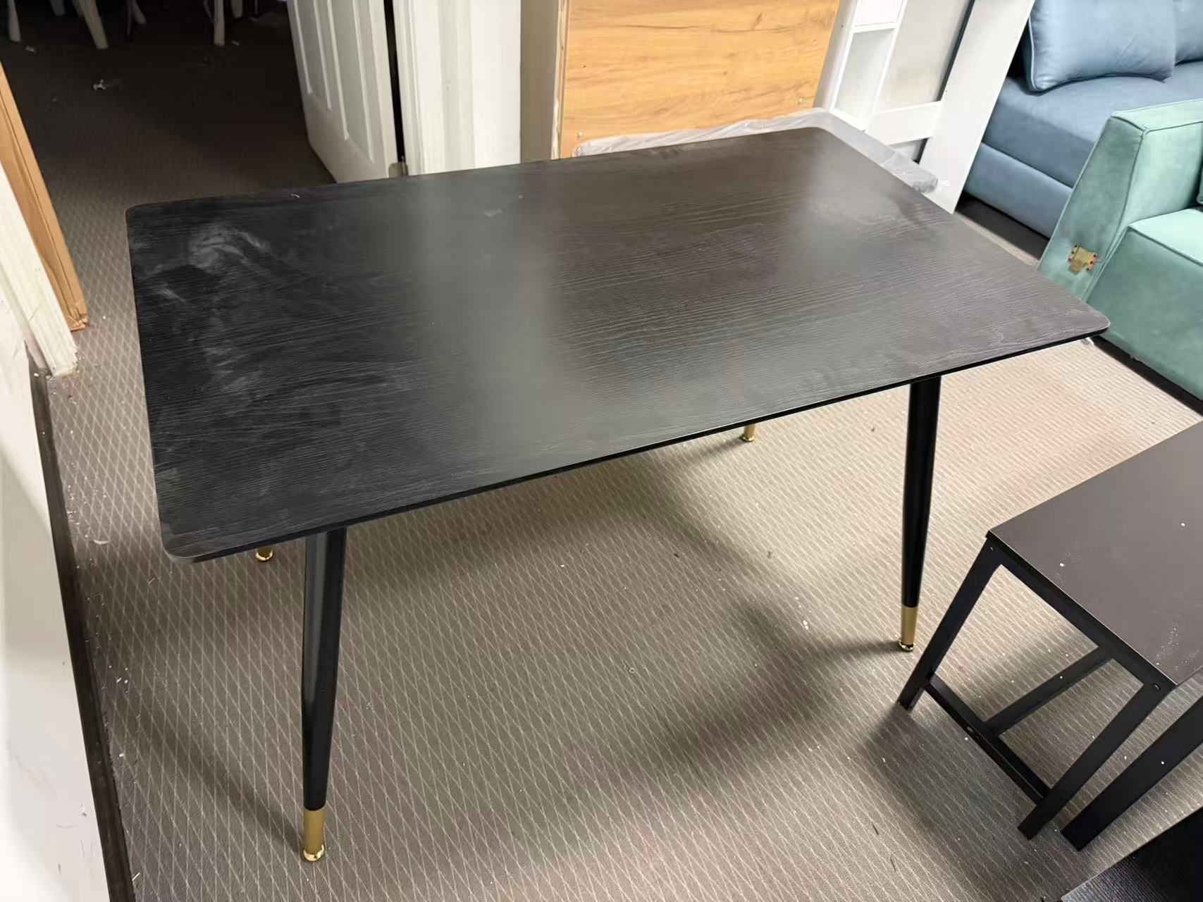 New 47" Dining Table for2-4Person, Black Wooden MDF Kitchen Dinner Table