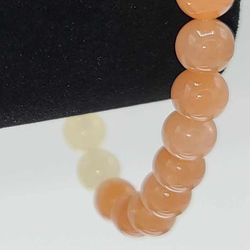 8mm Peach & White Moonstone Stackable Bracelet | Moonstoone Bracelet | Healing Energy Bracelet