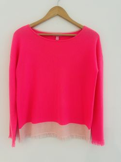Lilly Pulitzer Womens 100% Cashmere Sweater . Sz S Color Block Boxy Fit Hot Pink