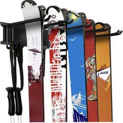 Garage Ski & Snowboard Wall Rack – Holds Up to 10 Pairs, Heavy-Duty Storage System for Garage or Shed (300 lb Capacity)