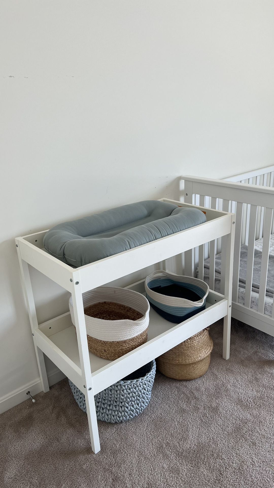 White Baby Changing Table with Storage Baskets