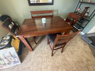 Wood Dining Table with 4 Chairs