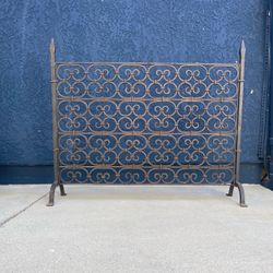 Rustic Wrought Iron Fireplace Screen Vintage