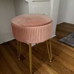 Pink velvet stool