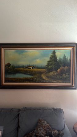 Framed Oil Painting Rural Landscape
