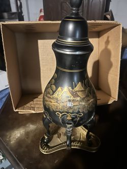 Hand Painted Vintage/Antique PewterDutch Urn Coffee Pot