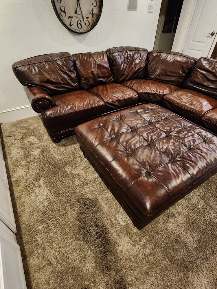 Leather Sectional With Ottoman