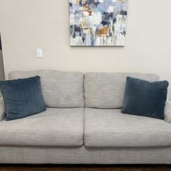 Beige Couch & Chair with Ottoman