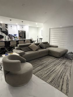 Gray Sectional Sofa with Chaise Lounge