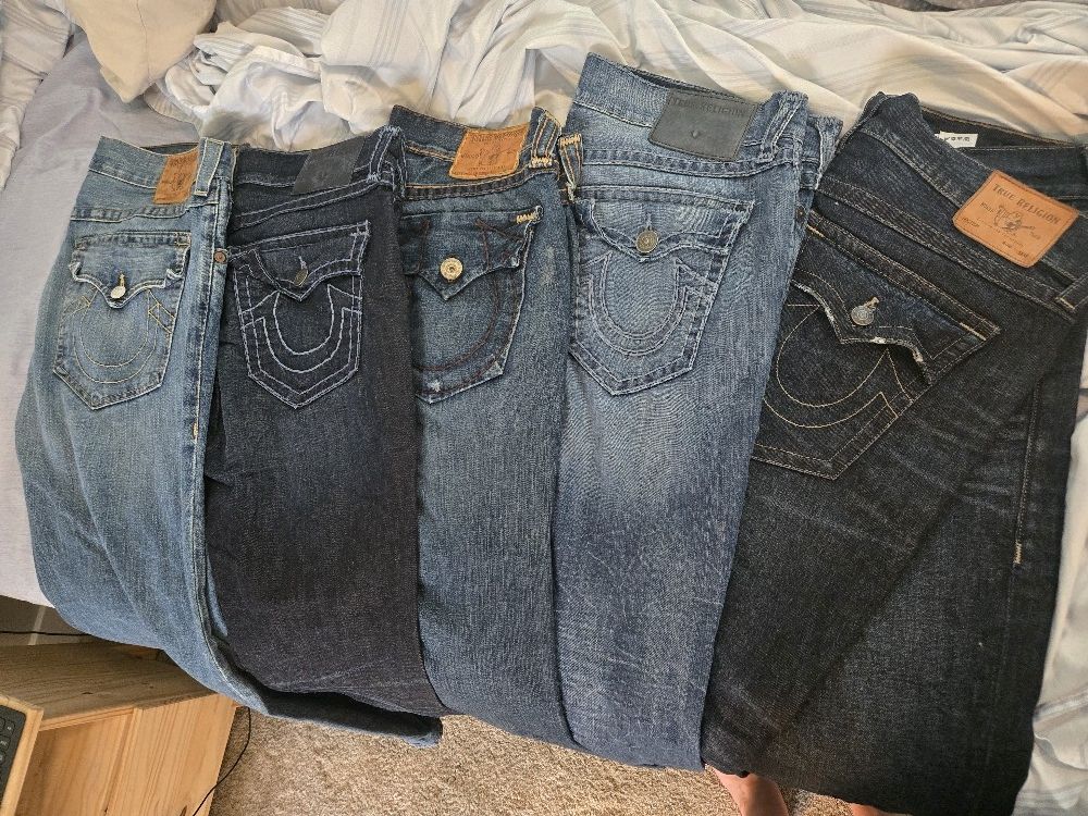 Lot Of 5 True Religion Jeans All Size 36 With 32 in Inseam