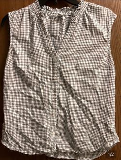 Old Navy White and Black Checked Button-Up Top