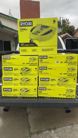 RYOBI 15 in. 3400 PSI Gas Pressure Washer Surface Cleaner with Caster Wheels