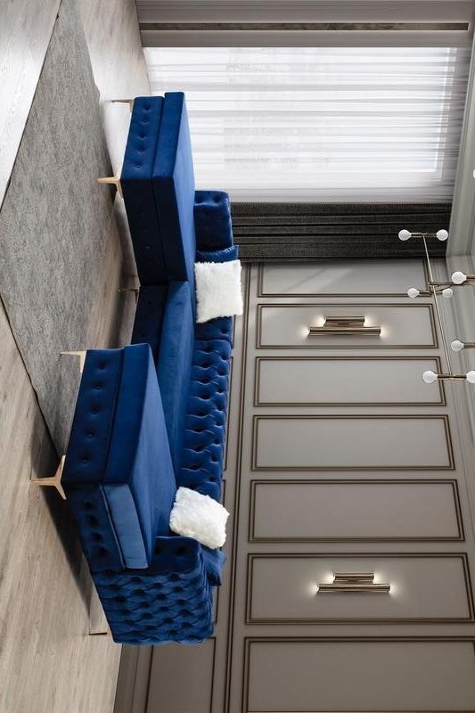Lydia Velvet Navy Double Chaise Sectional Sofa 💫BRAND NEW💫 BUY ONLINE SAME DAY DELIVERY!