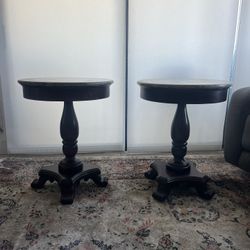 Round End Tables Wood And Marble Top