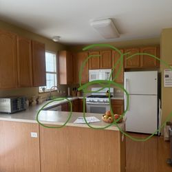 refrigerator, stove, microwave and dishwasher