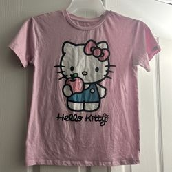 Girls Pink Hello Kitty Graphic T-Shirt (Size L)