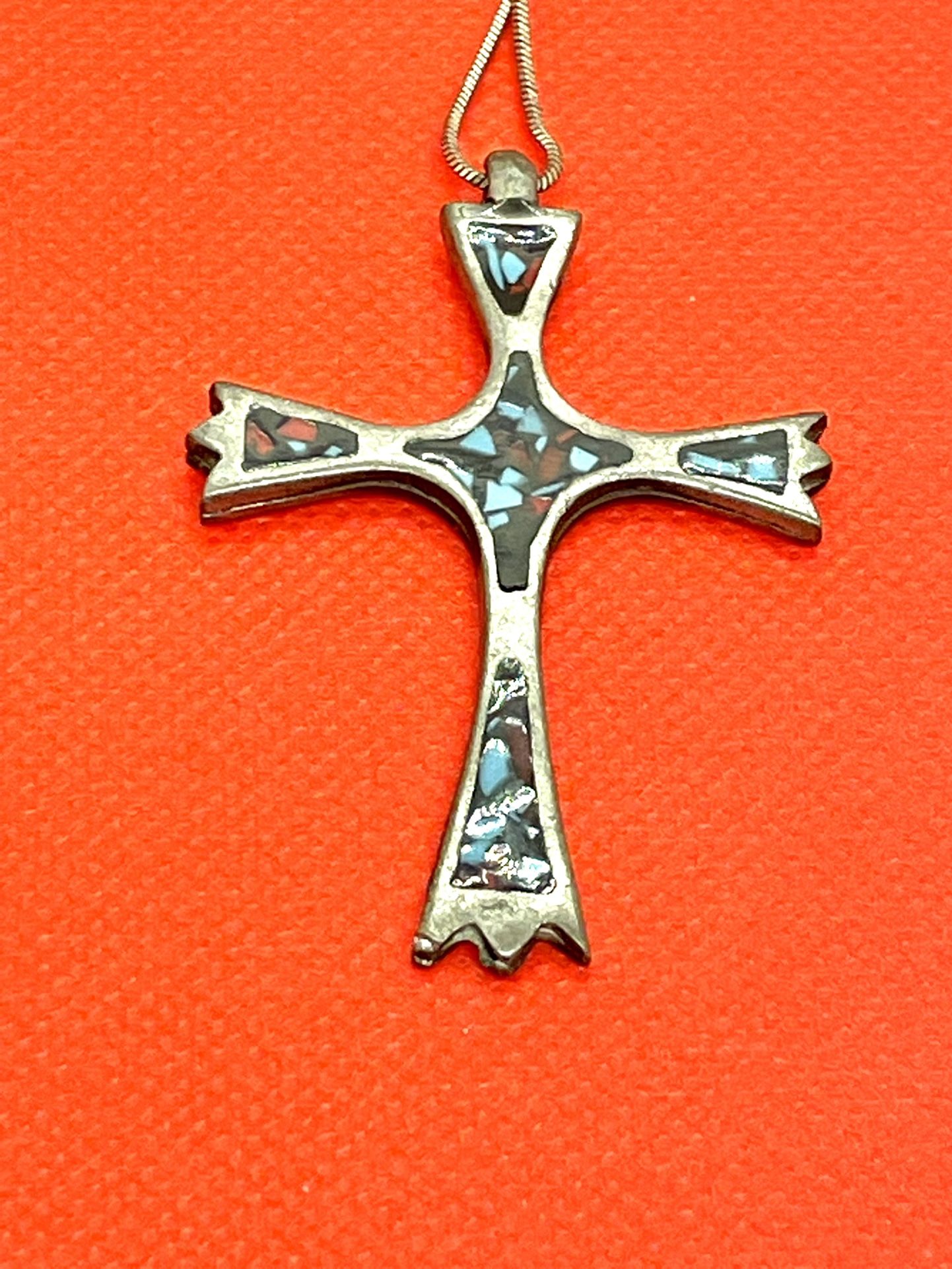 Costume Inlaid Cross Necklace 