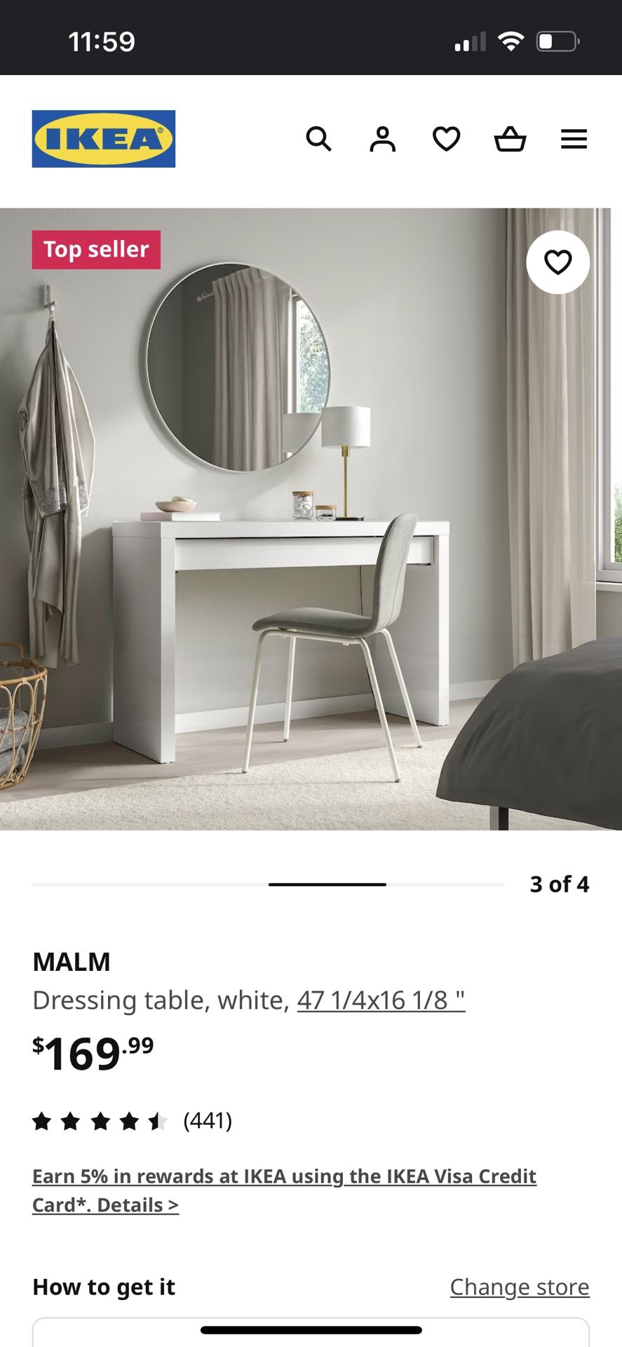 IKEA Malm Desk Dressing Table White Glass Top